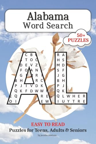 Alabama Word Search: 50+ Word Search Puzzles with Easy to Read Print about AL History, Landmarks, Culture, Foods, and More...Gift for Vacations, Holidays, Screen Free Time
