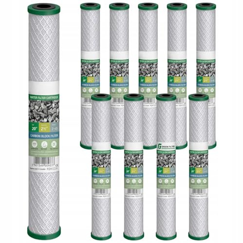KNM TRADE Filtre Eau 20 2,5 10 Pièces, Charbon Actif, Sédiments | pesticides, usage intensif, industrie, grosse consommation, plomb, maison, versatile