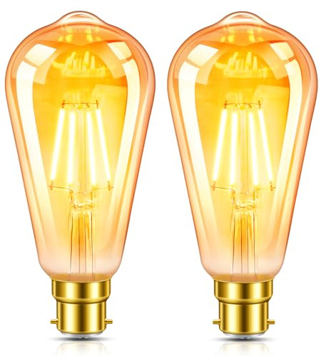 Morotty B22 Vintage Bayonet LED Light Bulbs 6W Warm White 2700K,Pack of 2