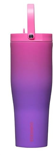 Corkcicle Go Cup XL - Leak-Proof Travel Tumbler - Triple Insulated Stainless Steel Water Bottle - Easy-Carry Handle - Summer Drinkware Gift - Keeps Drinks Ice Cold - 30 oz - Hydrangea