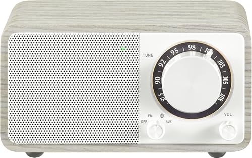 SANGEAN WR-7 Plus (2. Generation) – Kompaktes Retro Radio mit Bluetooth Lautsprecher, FM-Empfang, integriertem Akku, tragbares Design & Echtholz-Gehäuse, Moonlight Oak