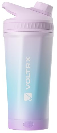 VOLTRX ChillMix Botella Shaker de Acero Inoxidable Aislado - Licuadora Eléctrica para Batidos de Proteína Cargable por USB-C, Vasos Shaker para Batidos de Proteína y Sustitutos de Comida, 16 oz