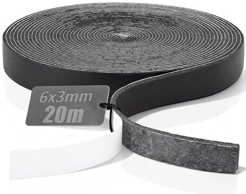 TXXATX Dichtungsband Selbstklebend 6mmx3mmx20m Dichtband Selbstklebend | Schaumstoff Klebeband, Vorlegeband Schallschutz, Schaumgummi Schalldämmung, Moosgummi Dichtung für Tür, Fenster