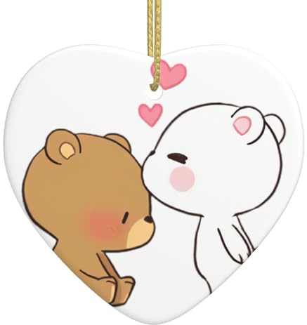 Orso bianco orso marrone Ornamenti per albero di Natale fantasia, decorazioni in ceramica, possono essere appesi su alberi di Natale o caminetti.