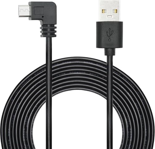 Aurorapath 11FT 90 Degree Micro USB Power Cable, Right Angle Micro USB Dash Cam Charging Cord, for Car Dash Cam, Phones and Other Devices Charging