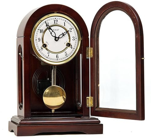 Traditionelle Kaminuhr aus Holz mit Pendel, mechanische Tischuhr für Vintage-Heimdekoration, Wohnzimmer, Büro, ideales Einweihungsgeschenk oder Geburtstagsgeschenk, Glockenspiel jede Stunde