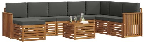 vidaXL Sofagarnituren 9 pcs Natur und Anthrazit Massivholz Akazie, Modernes Outdoor-Sofa Set, langlebige Sitzmöbel für Garten, Terrasse, Lounge und gemütliches Wohnen