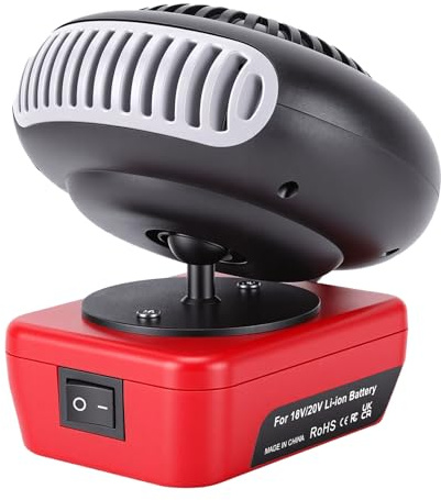 Ejoyous Calefactor a Pilas, 200 W, 2 Ajustes de Temperatura, Inalámbrico, con Rotación de 360°, Seguro, Silencioso y Portátil, con 2 Puertos USB para Garaje, Obra, Coche y camping.