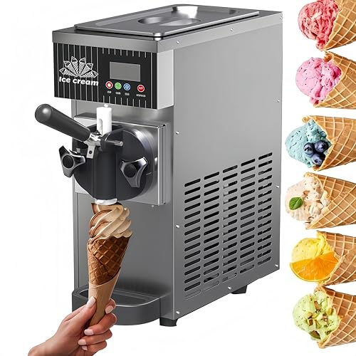 Softeismaschine FüR Zuhause,450 W, Eine Geschmacksrichtung,4-5 Kg/H ProduktionskapazitäT, Mit VorküHlung, Selbstreinigung, Lcd-Bedienfeld, FüR Die Heimische KüChe, CaféS Und Bars silver