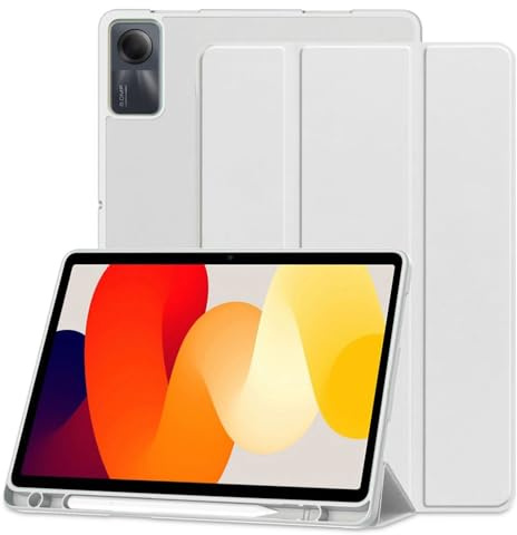Techsuit für Xiaomi Redmi Pad SE 11 Hülle mit Stifthalter, Dreifach Ständer, Schlankem Design, Auto Sleep Wake, Präzisen Aussparungen, Flex Trifold Series, Grau