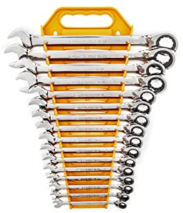 GEARWRENCH 9602N 72 Tooth 12 Pt. Reversible Ratcheting Combination Wrench Set, 16 Pc.