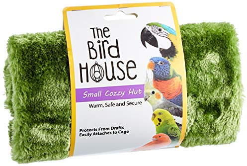 HAPPYPET The Bird House Hut Yellow/Green House Cosy Warm Safe Secure Cage Décor for Indoor & Outdoors Use - Small