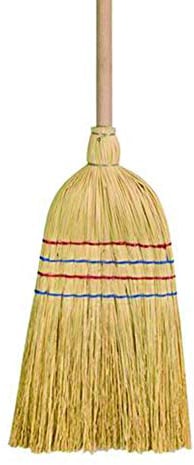 Elliott Traditional Wooden Straw Corn Broom - Heavy Duty for Indoor or Outdoor Cleaning in all Weather Conditions, Use Wet, Dry or with Chemicals, Wide Sweeping Area, Brown