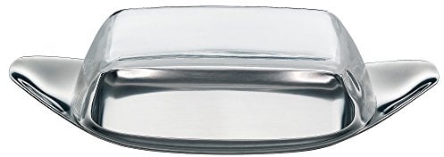 WMF Wagenfeld Butterdose Edelstahl 22 x 11 cm, mit Kunststoffhaube Cromargan Edelstahl mattiert, spülmaschinengeeignet