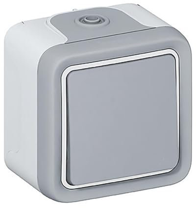 Legrand 069720 Poussoir Étanche No, Plexo Complet Saillie, 10A, Gris