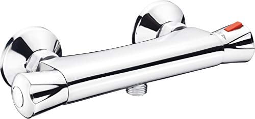 CON:P Brause-Thermostatarmatur Lao - Hochwertiger Messingkörper - verchromt - 1/2 Zoll Brauseabgang / Duscharmatur zur Aufputz-Montage / Brausethermostat / SA326