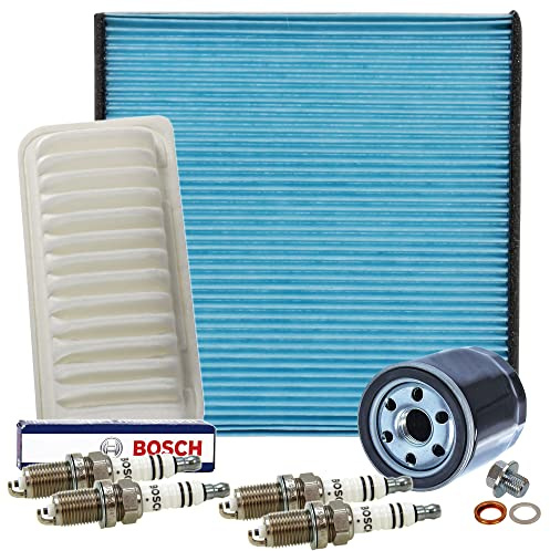 Inspektionspaket SET C 1x Ölfilter 1x Luftfilter 1x Innenraumfilter 4x Zündkerze BOSCH Super plus 1x Ölablass-Schraube 1x Dichtring für Ölablass-Schraube