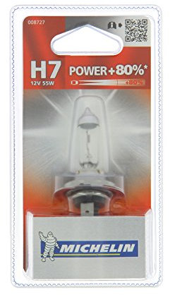 MICHELIN 1 Ampoule H7 POWER+80% 55W, Lampe automobile pour feux de route, de croisement et antibrouillard, Haute Luminosité