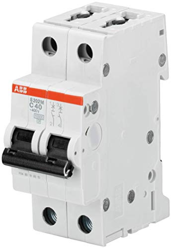 ABB S202M-D2 Miniature Circuit Breaker, 2 Pole, Type D, 10/15kA Breaking Capacity, 2 Amp Current (2CDS272001R0021)