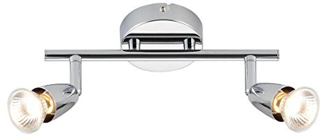 Amalfi 2 Way Adjustable Bar Spotlight Fixture - IP20 Semi Flush Ceiling Light - GU10 LED Compatible Spotlight Lamp - Residential and Commercial Dimmable Light Fitting | Chrome Finish