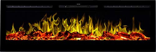 AFLAMO Majestic - Chimenea eléctrica de Pared (750 W o 1500 W), simulación de Fuego LED, Profundidad de Solo 14 cm (128 x 54 x 14)