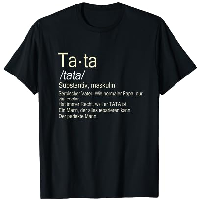 Ex Yu Original Designs Herren Serbischer Vater T-Shirt Schwarz S Klassische Passform Rundhals-Ausschnitt Halbarm Standardlänge 100% Baumwolle Srpski otac Vatertag Weihnachten Geburtstag
