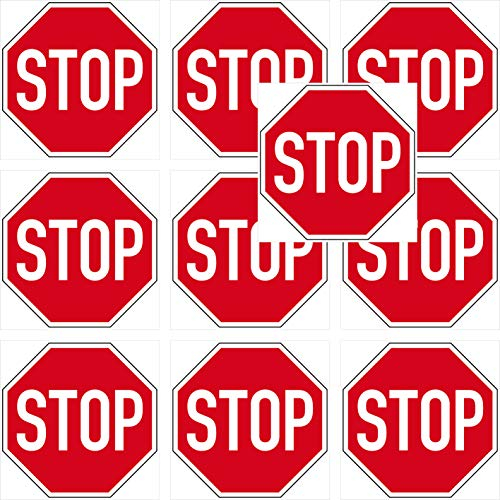 GreenIT 10 Aufkleber 10cm Stop Schild Sticker Halt Achtung Zeichen Symbol 4061963009529
