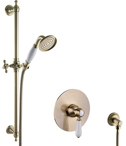 PaulGurkes Dusch-Set Nostalgie Messing Bronze Unterputz Einhandmischer Mischbatterie