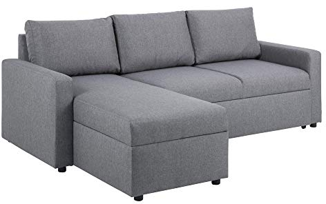 PKline Sander Schlafsofa Ottomane grau Schlafcouch Couch Sofa Gästebett Wohnzimmer
