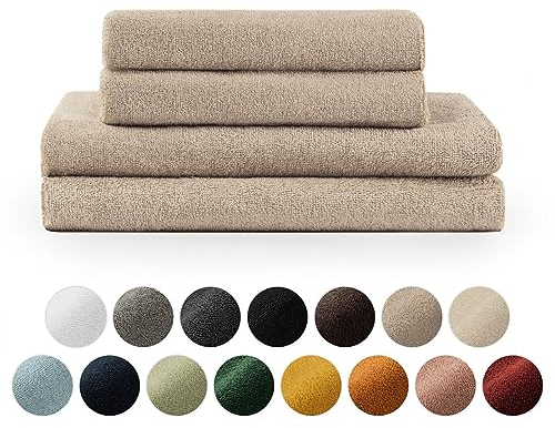 Blumtal Juego de 2 Toallas de Baño (70x140cm) + 2 Toallas de Manos (50x100cm) - Juego de Toallas Suaves y Absorebentes, 100% algodón, Certificado Oeko-Tex 100, Taupe