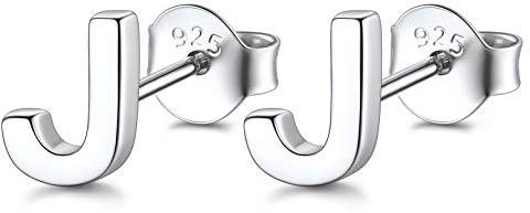 FOCALOOK Silber Ohrringe Damen 925 Buchstabe J Ohrstecker Silber Initiale Ohr Piercing Letter Ohrringe für Damen Silber Schmuck Ohrringe Accessoire