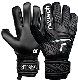 Reusch Unisex Torwarthandschuhe Attrakt Solid Erwachsene Herren Unisex Außennaht Schnitt Solid Belag für alle Spielfeldoberflächen Fussballhandschuhe, 10, schwarz - weiß, 5270515