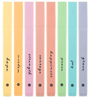 DIVERSEBEE Evidenziatori biblici con punta a scalpello morbida, confezione da 8 penne colori assortiti, senza sbavature, set ad asciugatura rapida, graziosi pennarelli estetici, forniture e accessori