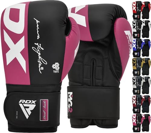 RDX Gants de Boxe pour D'entraînement et Muay Thaï, Gants en Maya Hide Cuir pour Sparring, Kickboxing, Sacs de Frappe, Compétition Combat Mitaines, Hommes Femmes Gym Entraînements 8 10 12 14 16 OZ