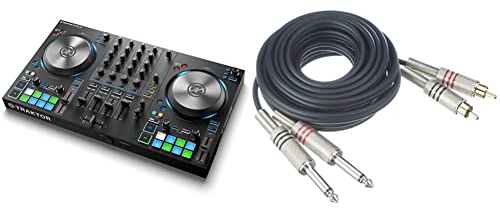 Native Instruments Traktor Kontrol S3 4-Kanal DJ Controller, 16 Pads, integrierte Soundkarte, Traktor Pro 3 & Adam Hall Cables K3TPC0300 Audiokabel 2 x Cinch male auf 2 x 6,3mm Klinke mono 3m
