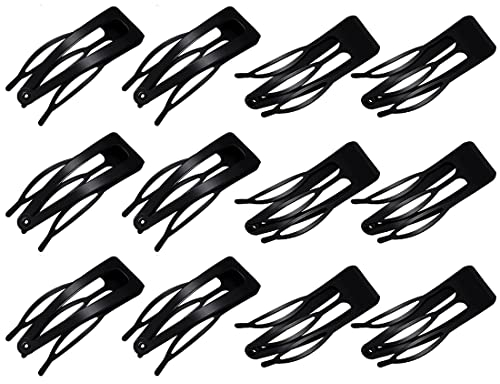 12 Stück Haarspangen Doppel Griff Haar Clips Metall Snap Haar Spange für Haar Herstellung Salon Schwarz