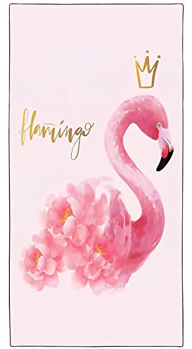 Zomer Strandtuch groß 90x180 cm Schnelltrocknendes Mikrofaser Bedrucktes mit Rosa Flamingos Motiv