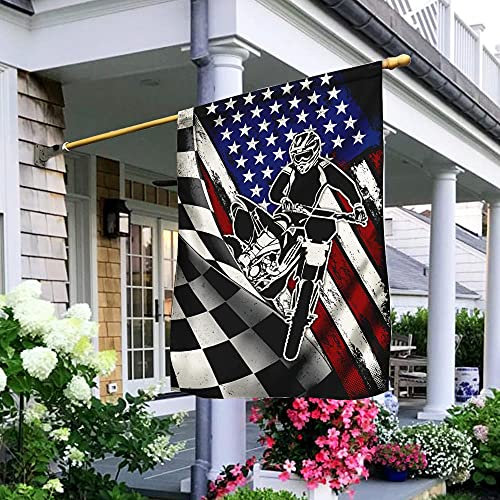 Bandera de jardín de carreras de motocross de poliéster, divertida decoración del hogar para festivales al aire libre, 32 x 48 cm