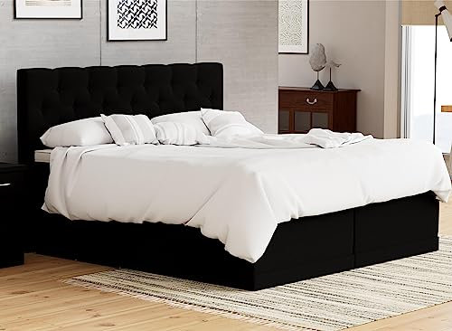 AUKONA Boxspringbett Helena 140x200, Schwarz H3, 7 Zonen Taschenfederkern-Matratze, H2 H3 H4, Komfortschaum-Topper, Lieferung und Aufbau kostenlos