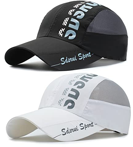 AYPOW 2 Stück Sports Mesh Baseball Cap, Unisex Baseballkappe Outdoor Baseball Cap, Verstellbar Erwachsenen Mütze Sport Cool Mode Baseballmütze für Damen Herren, Masche Baseball Kappe