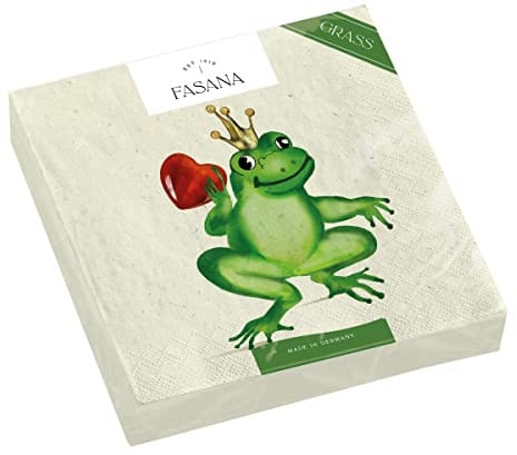 20 Servietten aus nachhaltiger Produktion Froschkönig mit Herz | Märchen | Kinder | Tischdeko | Decoupage | Serviettentechnik 33x33cm