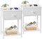 AMHANCIBLE Nachttisch 2er Set, Beistelltisch mit Stoffschubladen, Nachtkommode mit 2 Ablagen, Nachtschrank für Schlafzimmer, Wohnzimmer, Industriestil, 40 x 30 x 55 cm Weiß EHET03SDWT