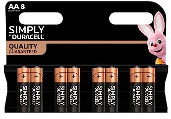 8X Duracell AA Simply (1 Blister Da 8 Batterie) 8 Pile Stilo (LR6/MN1500)