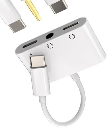 Dual Type C Splitter USB-C to 3.5mm Audio Adapter (3in1) Compatible for Samsung for Apple iPhone15 Pro Max Plus for iPad 10、Air4/5、Mini6、12.9 Charger Headphone Jack Dongle Charging Aux Cable CD-uk