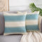 DakTou Kissenbezüge Kissenhülle Dekokissen Leinen Dekorative Kissenbezug Streifen Sofakissen Couchkissen Moderne Quadratische Deko Kissen für Sofa Schlafzimmer 2er Set 50x50 cm Wasserblau
