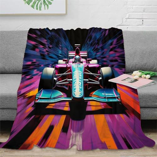 Strunt Formel-Rennfahrer Decke, 3D Rennwagen Digitaldruck Kuscheldecke, Flanelldecke, Weich Wohndecke, Sofadecke Für Kinder Erwachsene 60x80inch(150x200cm)