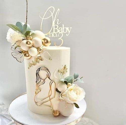 Décoration de gâteau de fête prénatale en acrylique pour femme enceinte, décoration de gâteau de révélation du sexe, annonce de grossesse/fournitures de fête prénatale (02)