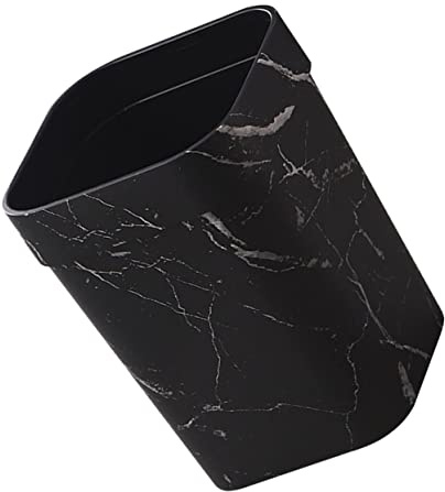 Garneck Poubelle Carrée Marbrée en Plastique, Base Épaisse Antidérapante | Format Compact, Noir, Usage Polyvalent pour Toute Pièce Maison, Design Stable et Discret