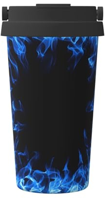 Tazza da caffè isolata, tazza da viaggio da 500 ml Tazza da caffè tumbler isolata in acciaio inossidabile,La Fiamma Blu Circondava Intorno