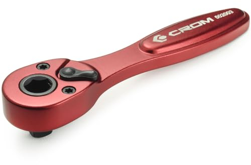 CROM Mini-Ratsche mit 1/4-Zoll-Antrieb, 72 Zähne, Doppelantrieb, Sechskant-Bit-Treiber und Ratschenschlüssel, umkehrbare Mikro-Ratsche mit 5-Grad-Bogen, leichtes Aluminium und kompakt, um in engen